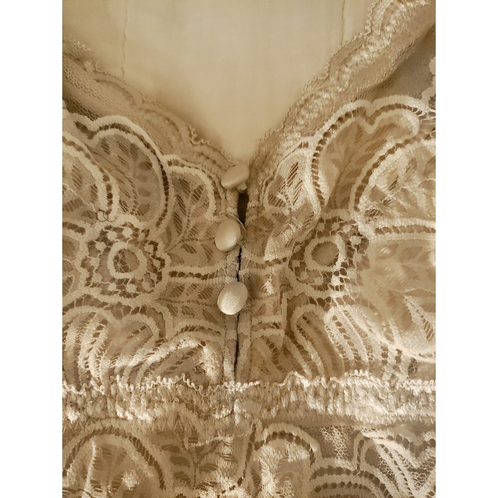 Aerie XL 16 Floral Lace Longline Bralette Ivory Cream Crop Top Scalloped